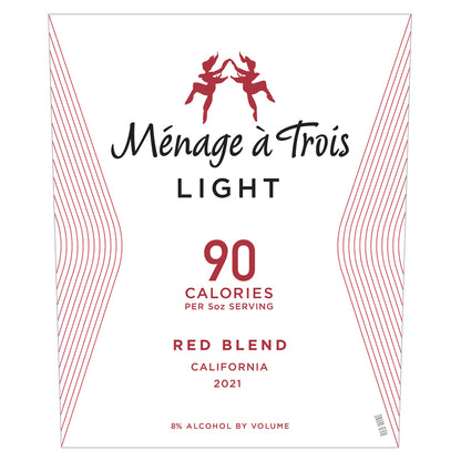 Menage A Trois Light Red Blend California - 750ML - Front Label
