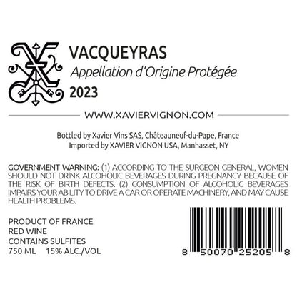 Xavier Vignon Vacqueyras Rouge 2023 - 750ML - Back Label
