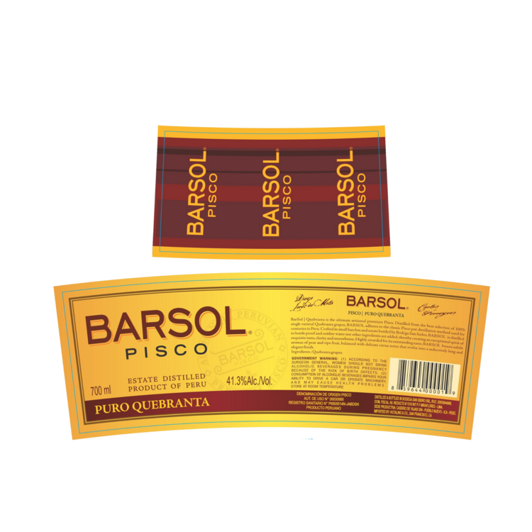 Barsol Pisco Puro Quebranta 82.6 - 700ML - Back Label