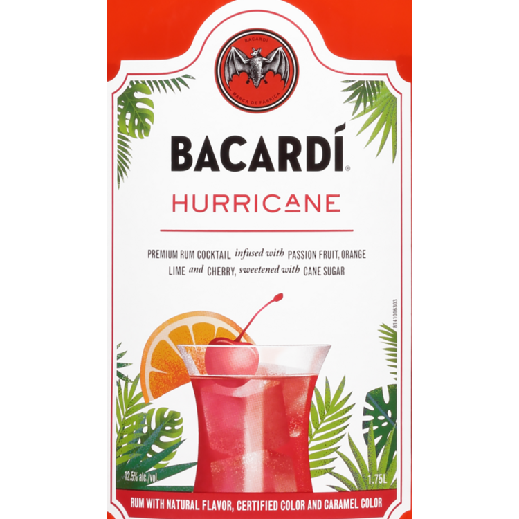 Bacardi Hurricane Classic Cocktails 25 - 1.75L - Front Label