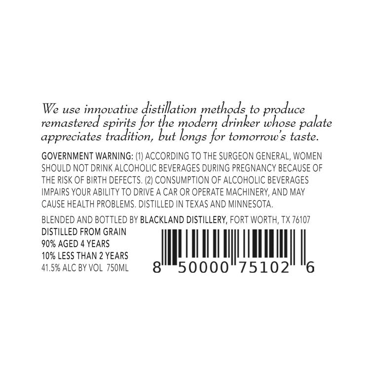 Blackland Bourbon 83 - 750ML - Back Label