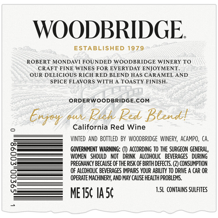 Woodbridge Rich Red Blend California - 1.5L - Back Label