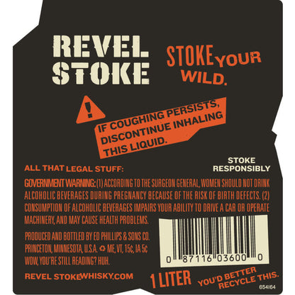 Revel Stoke Cinnamon Flavored Whiskey Hot Box 70 - 1.0L - Back Label