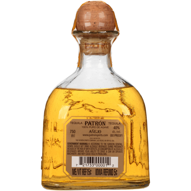 Patron Tequila Anejo Bar 80 - 750ML - Back