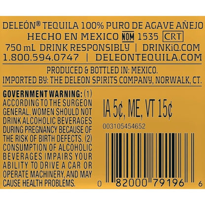 Deleon Tequila Anejo 80 - 750ML - Back Label
