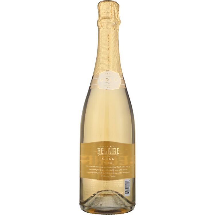 LUC BELAIRE Luc Belaire Brut Gold Sparkling Wine France W/ Gift Tube - Back View