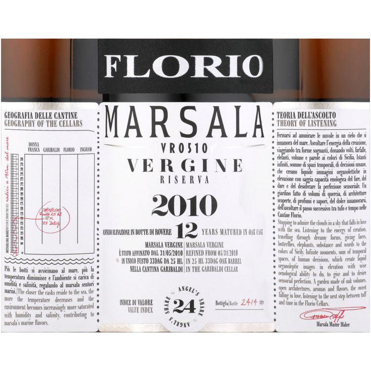 Florio Marsala Vr1609 Vergine Riserva 2010 - 750ML - Front Label