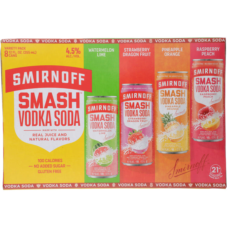Smirnoff Smash Vodka Cocktail Combo 2 Each Watermelon Lime 9, Raspberr - 355ML