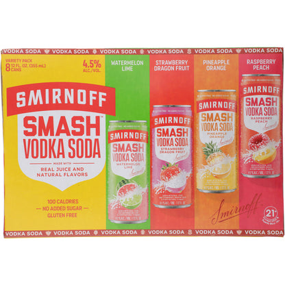 Smirnoff Smash Vodka Cocktail Combo 2 Each Watermelon Lime 9, Raspberr - 355ML