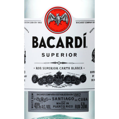 Bacardi Light Rum Superior 80 - 50ML - Front Label