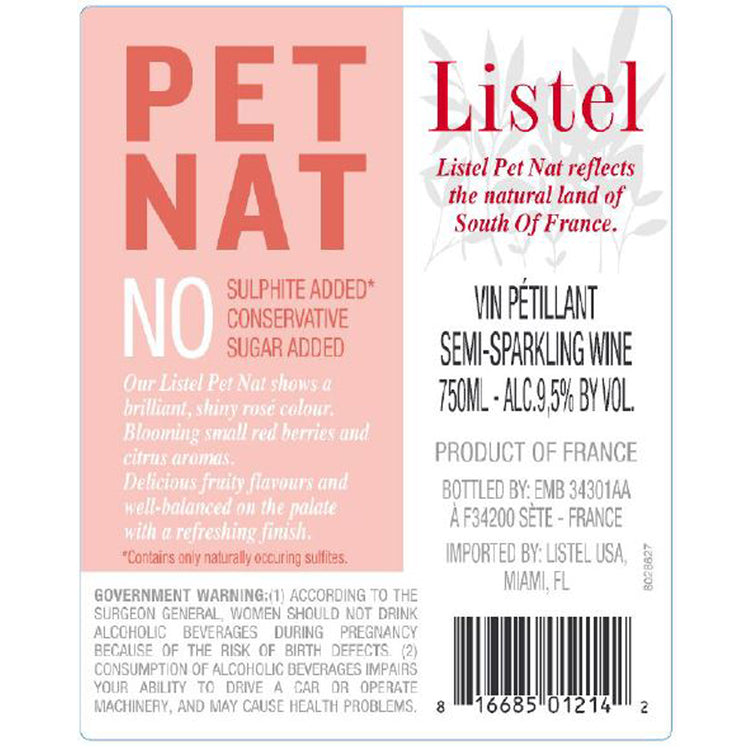 Listel Sparkling Rose Pet Nat France - 750ML - Back