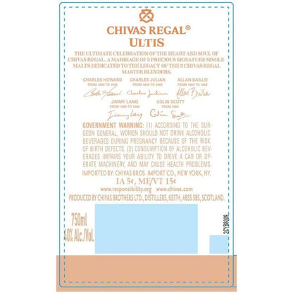 Chivas Regal Blended Malt Scotch Ultis 80 With Carton - 750ML - Back Label