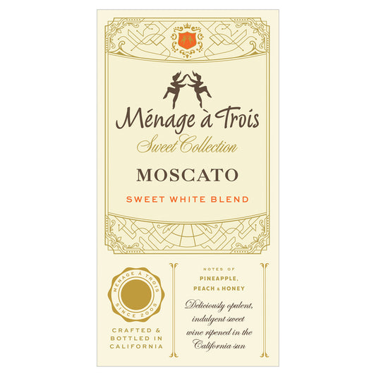 Menage A Trois Moscato Sweet White Blend Sweet Collection California - 750ML - Front Label