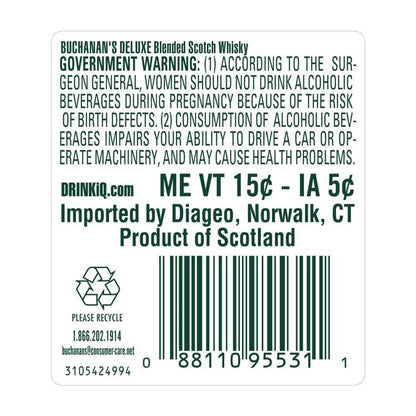 Buchanan's Blended Scotch Deluxe 12 Yr 80 - 1.75L - Back Label