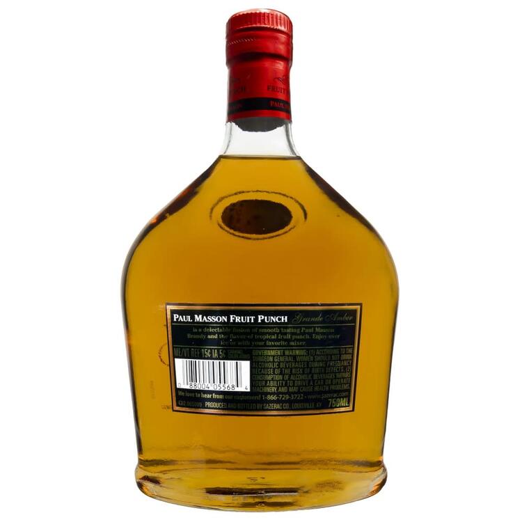 Paul Masson Fruit Punch Flavored Brandy Grande Amber 54 - 750ML - Back
