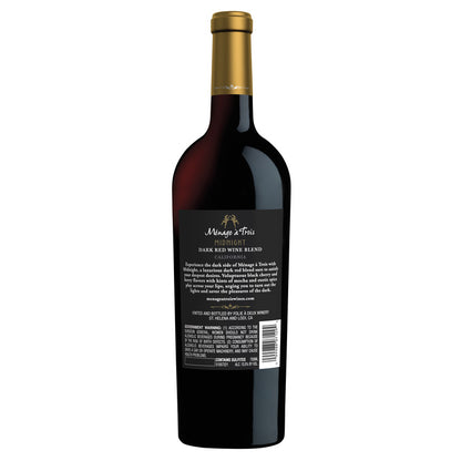 Menage A Trois Dark Red Blend Midnight California - 750ML - Back