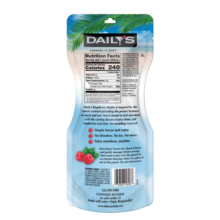 Daily'S Rasberry Mojito Wine Based Cocktail - 10 Z