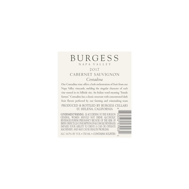 Burgess Cabernet Sauvignon Contadina Napa Valley 2017 - 750ML