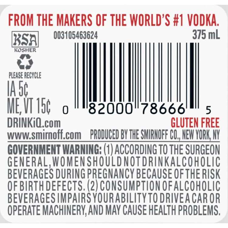 Smirnoff Vodka Citrus Flavored 60 Flask - 375ML