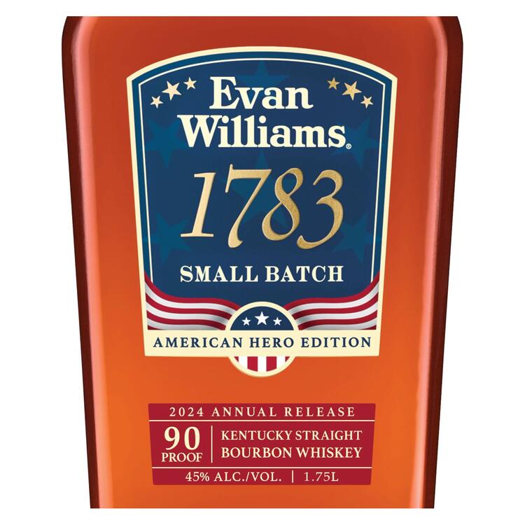 Evan Williams Straight Bourbon 1783 Small Batch American Hero Edition - 1.75L - Front Label