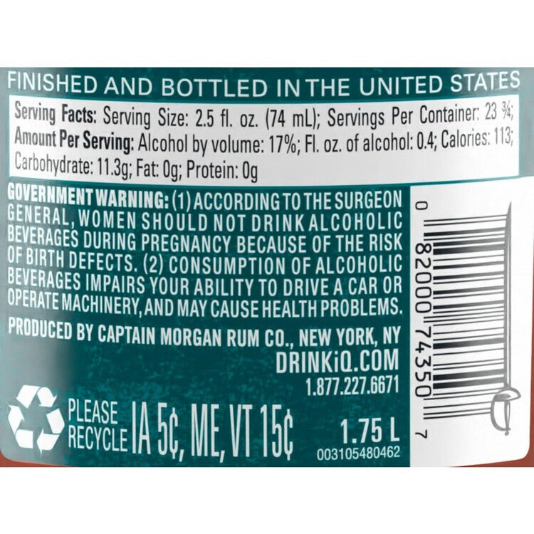Captain Morgan Long Island Iced Tea 34 - 1.75L - Back Label
