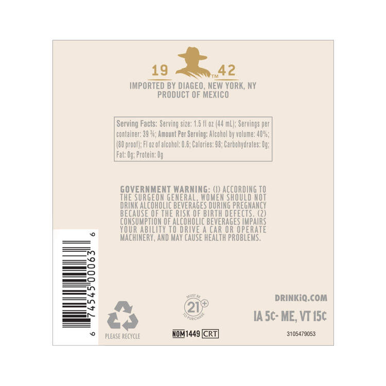 Don Julio Tequila Reposado 80 - 1.75L - Back Label