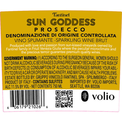 Sun Goddess Prosecco Brut - 750ML - Back Label