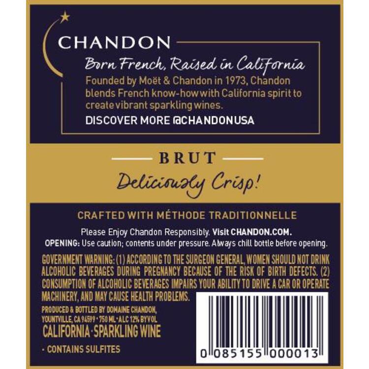 Chandon Brut California - 750ML - Back Label