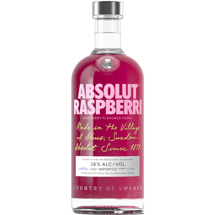 Absolut Raspberry Flavored Vodka Raspberri 76 - 750ML - Front