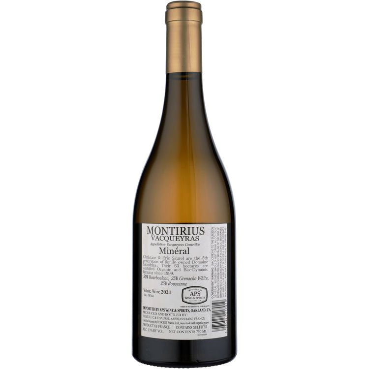 Montirius Vacqueyras Blanc Mineral 2021 - 750ML - Back