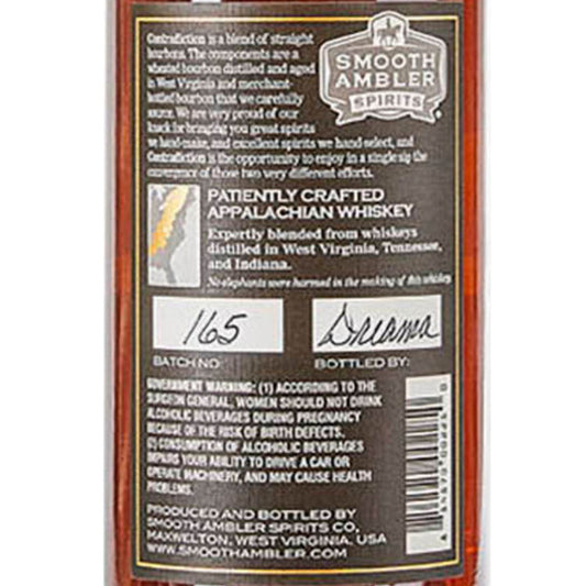 Smooth Ambler Blended Bourbon Contradiction 92 - 750ML - Back Label