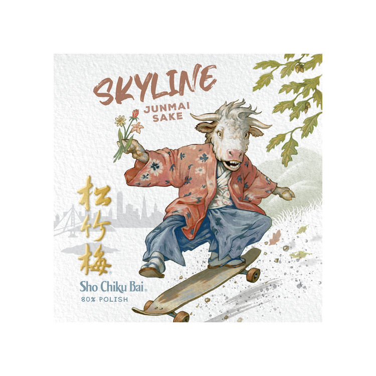Sho Chiku Bai Junmai Sake Skyline - 750ML - Front Label
