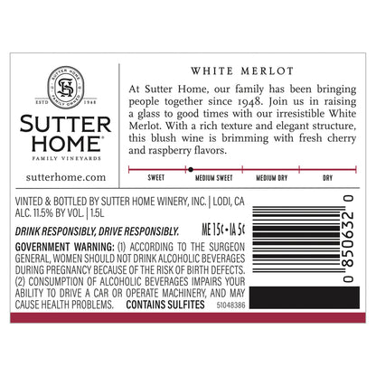 Sutter Home White Merlot California - 1.5L - Back Label