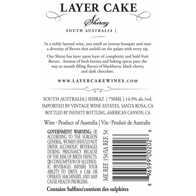 Layer Cake Shiraz South Australia - 750ML - Back Label