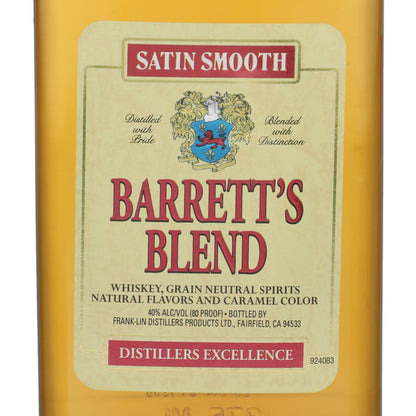 Barrett's Blended American Whiskey 80 - 375ML - Front Label
