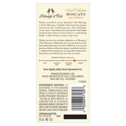 Menage A Trois Moscato Sweet White Blend Sweet Collection California - 750ML
