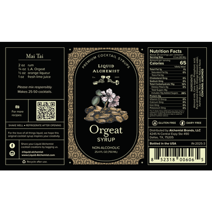 Liquid Alchemist Orgeat Syrup - 750ML - Front Label