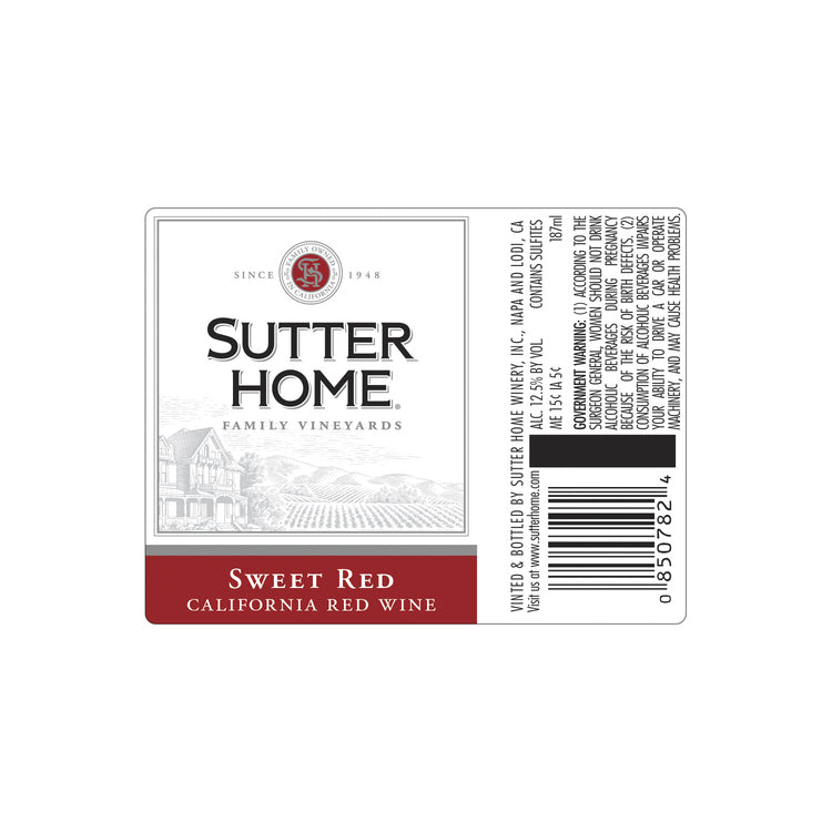 Sutter Home Sweet Red California - 187ML - Front Label