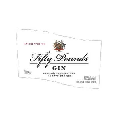 Fifty Pounds London Dry Gin Rare & Handcrafted 87 - 750ML - Front Label