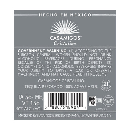 Casamigos Tequila Reposado Cristalino 80 - 750ML - Back Label