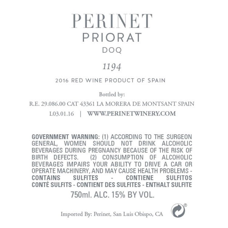 Perinet Red Wine Priorat 1194 2017 - 750ML