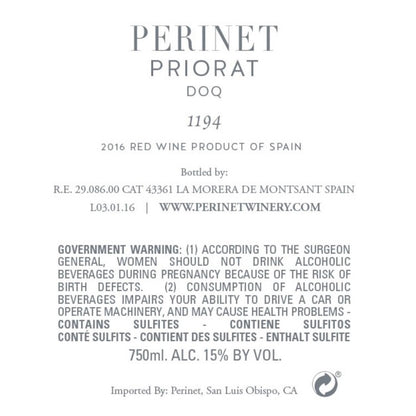 Perinet Red Wine Priorat 1194 2017 - 750ML