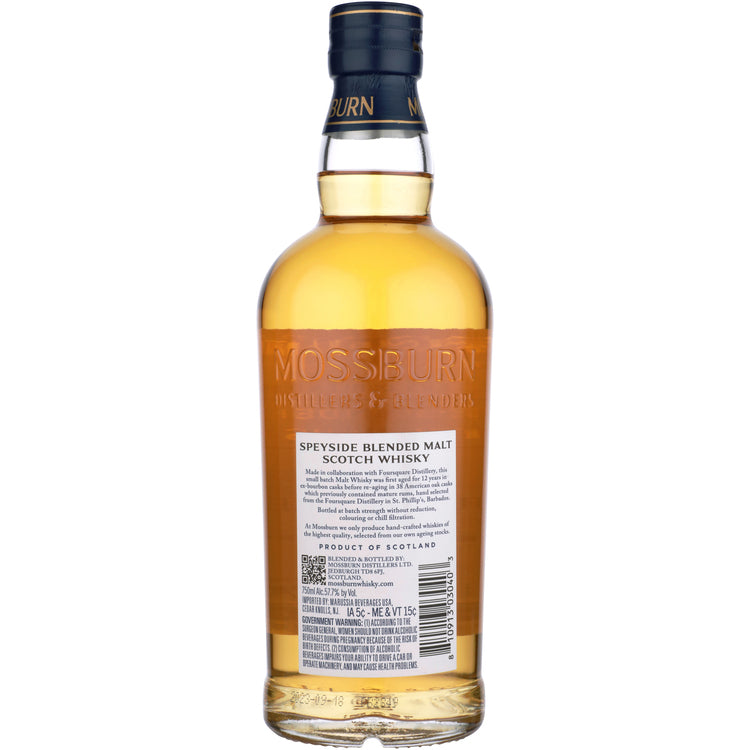 Mossburn Blended Malt Scotch Batch Strength Finished In Foursquare Rum - 750ML - Back