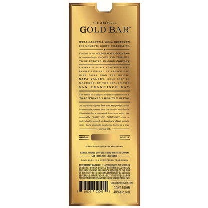 Gold Bar Blended American Whiskey Original 80 - 750ML - Back Label