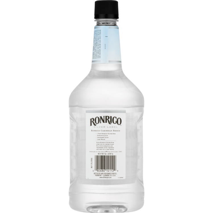 Ronrico Light Rum Silver Label 80 - 1.75L - Back