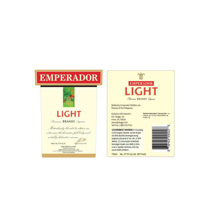 Emperador Light Brandy 55 - 750ML - Front Label