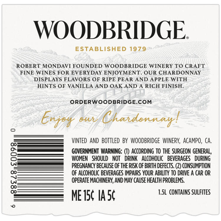 Woodbridge Chardonnay California - 1.5L - Back Label