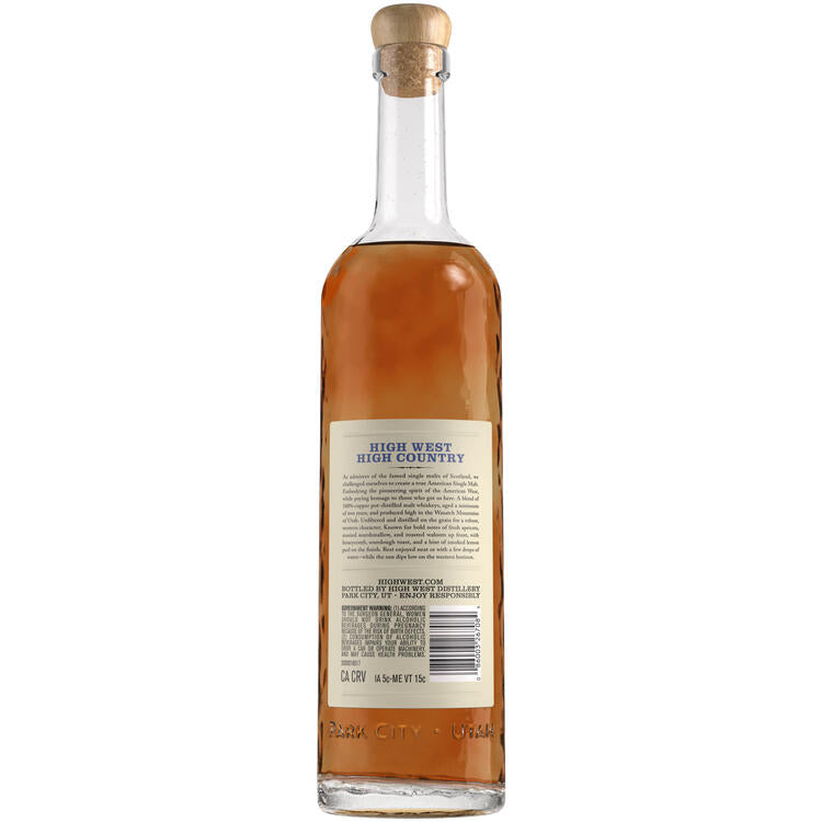 High West American Single Malt Whiskey High Country Limited Release 88 - 750ML - Back