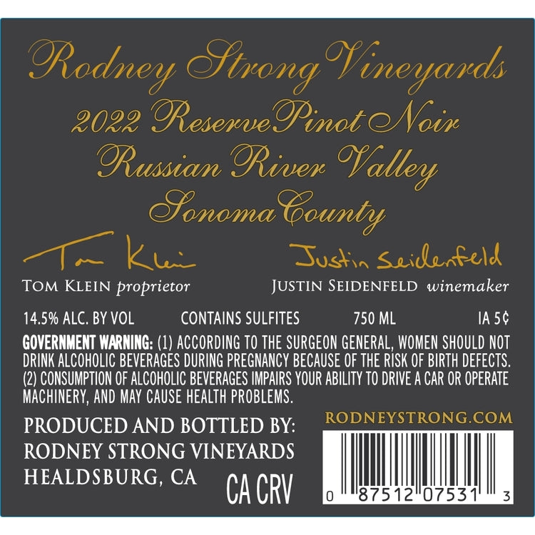 Rodney Strong Pinot Noir Reserve Russian River Valley 2022 - 750ML