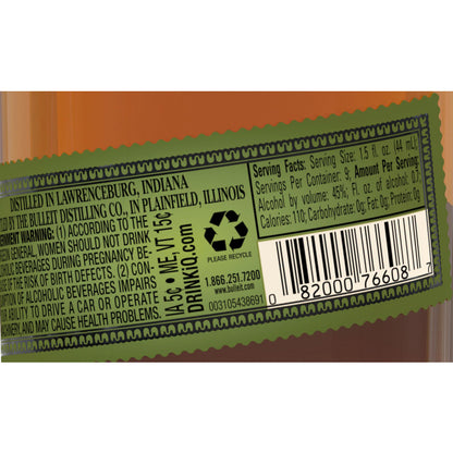Bulleit Straight Rye Whiskey 95 Small Batch 90 - 375ML - Back Label